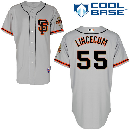 Tim Lincecum #55 MLB Jersey-San Francisco Giants Men's Authentic Road 2 Gray Cool Base Baseball Jersey